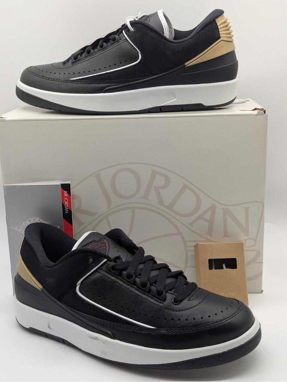 Women's Size 9.5 Shoes Nike Air Jordan 2 Retro Low Black Gold Red New DX4401-001